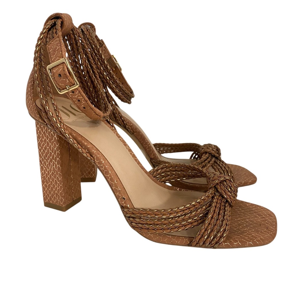 JLO by Jennifer Lopez Women's 7.5 Emilie Ankle Strappy Braided High Heels Sandal